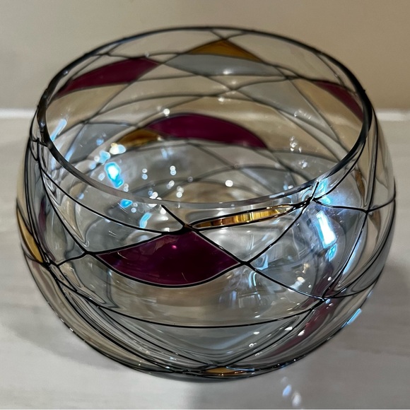 Retired Partylite Ruby/Gold/Black Mosaic Rose Bowl - Picture 3 of 3